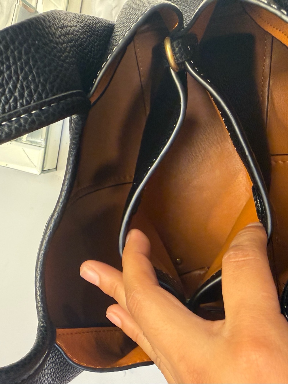 Coach Black Pebbled Leather Shoulder Tote with Gold Accent - Picture 5 of 7